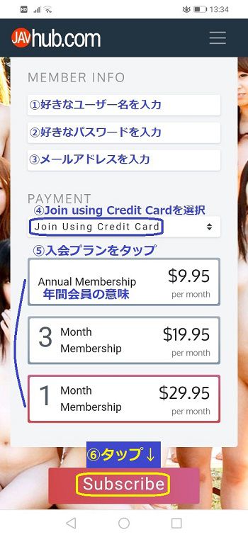 Vプリカを使ってjavhubに入会する手順2