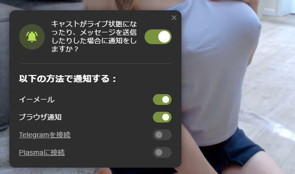 stripchatのログイン通知機能