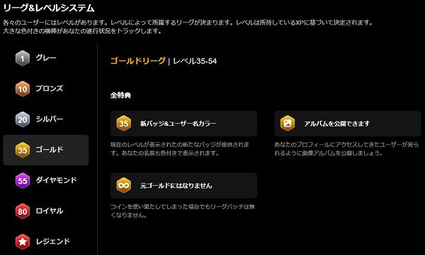 stripchatのレベルとリーグ名