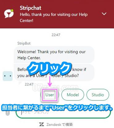 stripchatのアルティメット会員専用ライブチャットサポートを受ける手順2