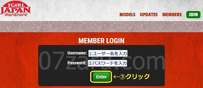 tgirljapanhardcoreの会員ログインページ