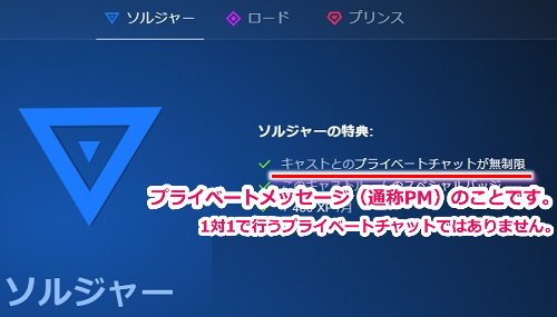 ファンクラブ特典のプライベートチャットはプライベートメッセージ(通称PM)のことなので注意