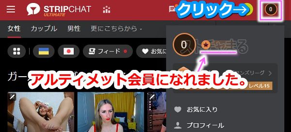 stripchatのアルティメット会員に登録する手順5