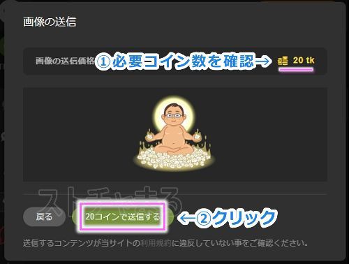 stripchatのアルティメット会員でプライベートメッセージの画像を送る手順3